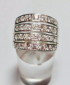 Anillo Plata 925 Pave De Zafiros Blancos Joyeria Alvear.ar