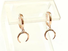 Modernos Aros Argolla Luna Plata Oro Rose - Joyería Alvear