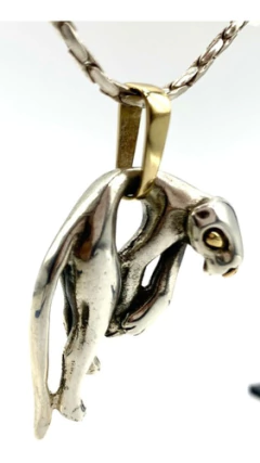 Cadena Y Dije Pantera Mod. Cartier Plata Y Oro 18 Kt