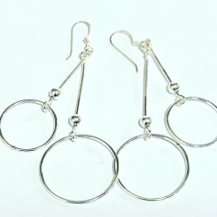 Modernos Aros Colgantes Argollas Plata 925