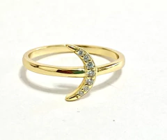 Crescent ring sapphires silver 925 gold 18 carats