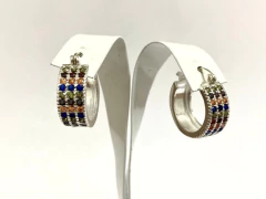Image of IMPOSING 925 SILVER HOOP RINGS AND SEMI-PRECIOUS STONES