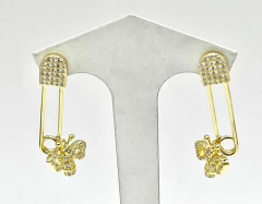 Aros Alfiler Gancho Plata 925 Oro 18 Kt Zafiros - Joyería Alvear