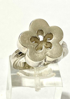 Bello Anillo Moderno Plata 925 Diseño Flor