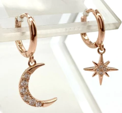 DIVINE EARRINGS MOON STAR SILVER 925 GOLD 18 - online store