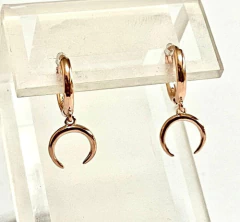 Modernos Aros Argolla Luna Plata Oro Rose