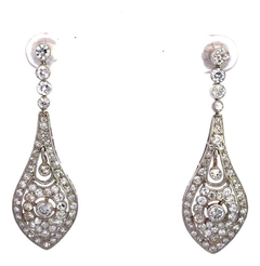 Importantes Aros Eduardianos Platino 950 Y De Brillantes