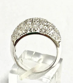 Gran Anillo Pave Zafiros Blancos Plata 925