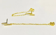 Aros Colgantes Rayo Plata 925 Y Oro 18 Kt - comprar online
