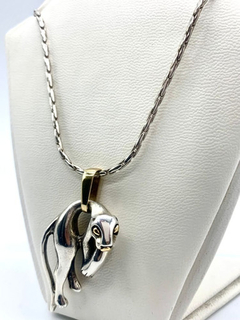 Cadena Y Dije Pantera Mod. Cartier Plata Y Oro 18 Kt on internet