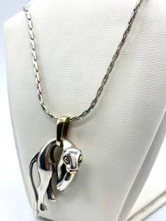 Cadena Y Dije Pantera Mod. Cartier Plata Y Oro 18 Kt on internet