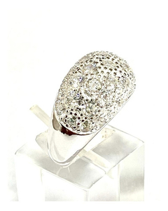 Big ring pave white sapphires silver 925 on internet