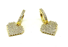 Aros Colgantes Corazón Plata 925 Oro 18 Kt Zafiros - Joyería Alvear