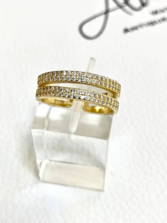 Anillo Doble Medio Sinfín Plata 925 Oro 18