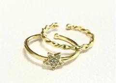 Anillo Doble Plata 925 Oro 18 Kilates Zafiros Blancos - comprar online