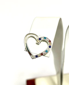 EXCEPTIONAL SET OF EARRINGS AND HEART PENDANT IN SILVER 925 AND SEMI-PRECIOUS STONES - Joyería Alvear