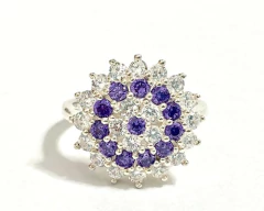 Anillo Roseta De Zafiros Y Amatistas En Plata 925 - comprar online