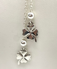 Image of Moderna Cadena Corbatero Plata 925 Trébol De La Suerte