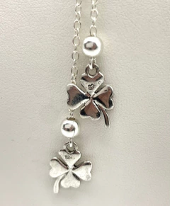 Image of Moderna Cadena Corbatero Plata 925 Trébol De La Suerte