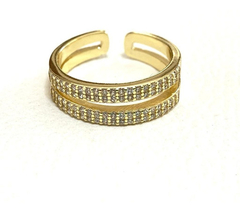 Anillo Doble Medio Sinfín Plata 925 Oro 18 - tienda online
