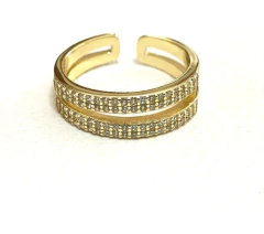 Anillo Doble Medio Sinfín Plata 925 Oro 18 - tienda online