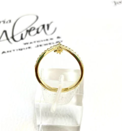 Exclusive lady's ring made of 925 silver 18 kt gold white sapphires on internet