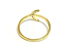 Crescent ring sapphires silver 925 gold 18 carats - Joyería Alvear