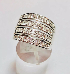 Anillo Plata 925 Pave De Zafiros Blancos Joyeria Alvear.ar