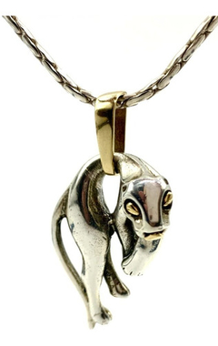 Cadena Y Dije Pantera Mod. Cartier Plata Y Oro 18 Kt