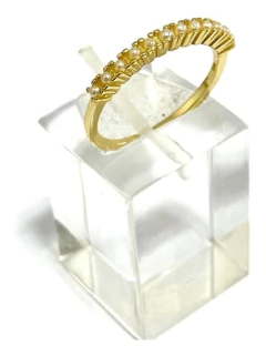 Beautiful 925 silver 18 carat gold and mini pearls lady ring - buy online
