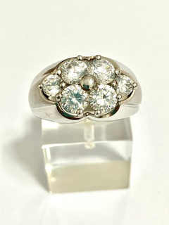 Espectacular Anillo Plata 925 Y Zafiros Blancos - comprar online
