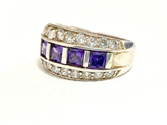 Anillo De Plata 925 Amatistas Y Zafiros Blancos en internet