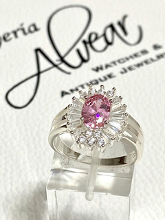 Image of Divine 925 silver ring rose from France and white sapphires