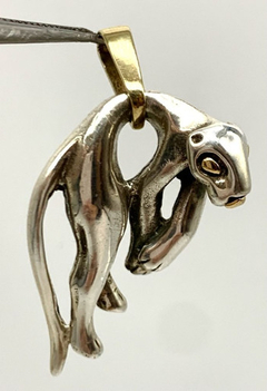 Cadena Y Dije Pantera Mod. Cartier Plata Y Oro 18 Kt - buy online