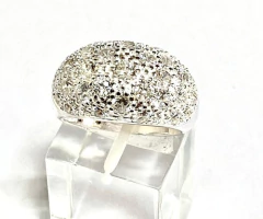 Gran Anillo Pave Zafiros Blancos Plata 925