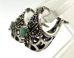 BEAUTIFUL 925 SILVER EARRINGS EMERALDS - buy online