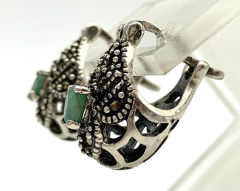BEAUTIFUL 925 SILVER EARRINGS EMERALDS - buy online