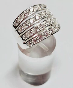 Anillo Plata 925 Pavé De Zafiros Blancos - tienda online