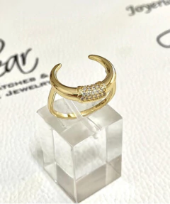Original modern 925 silver ring bath 18 carats white sapphires - Joyería Alvear