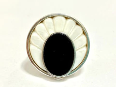 Impactante Conjunto Anillo Aros Plata 925 Ónix Nácar - comprar online
