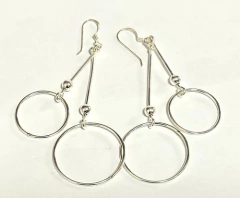 Modernos Aros Colgantes Argollas Plata 925