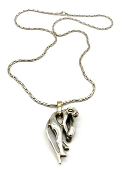 Cadena Y Dije Pantera Mod. Cartier Plata Y Oro 18 Kt on internet