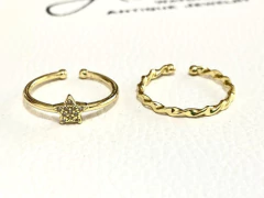 Anillo Doble Plata 925 Oro 18 Kilates Zafiros Blancos en internet