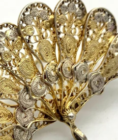 Image of Hermoso Prendedor Plata Vermeil Filigrana Alvear.ar