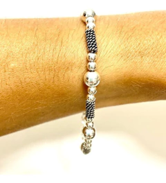 Fantástica Pulsera Soga Bolitas Plata 925 Alvear.ar en internet