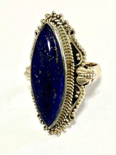 Image of Large 925 silver and lapis lazuli ring