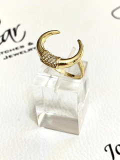 Original modern 925 silver ring bath 18 carats white sapphires