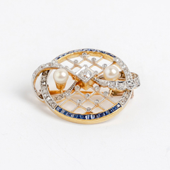 Antique brooch in 18 kt platinum 950 gold - buy online