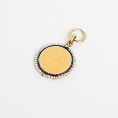 18 kt gold virgin Mary medal pendant mini enamel pearls - buy online