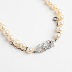 Collar De Perlas Naturales Broche Platino Y Brillantes en internet